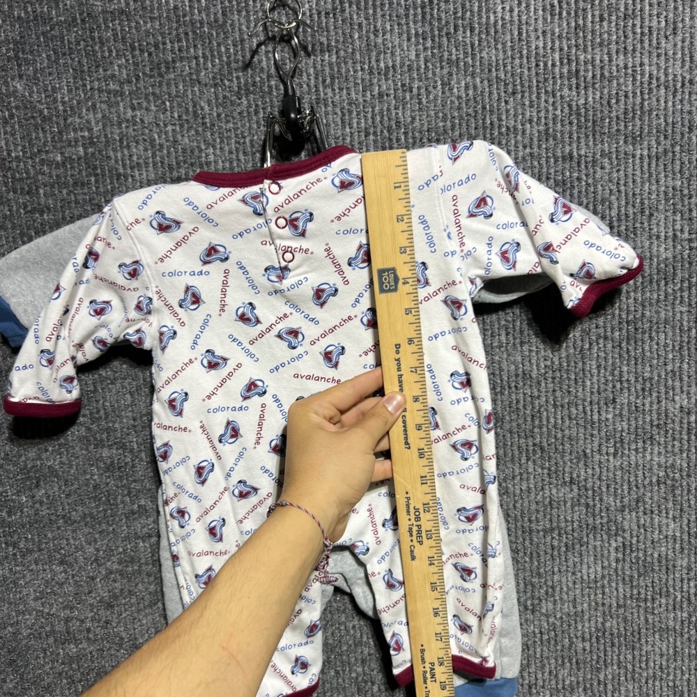 Vintage Colorado Avalanche Romper Set Kids 12M Grey White NHL Hockey - Picture 6 of 10